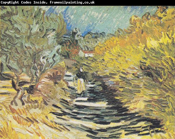 Vincent Van Gogh A Road at Saint Remy with Female Figure